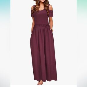Xl Summer Maxi Cold Shoulder Sundress Long Dresses with Pocket